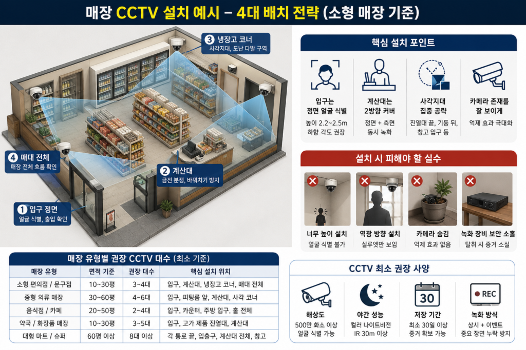 매장 CCTV 설치 예시